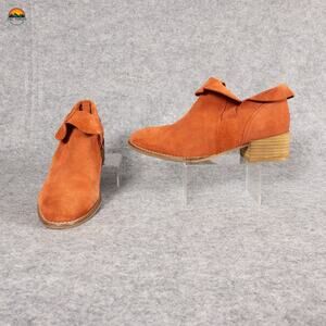 Seychelles Ankle Booties Brown Rust Leather Fold Over Side Zip Women's Size 6